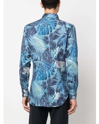 Chemise à manches longues à fleurs bleu clair Etro