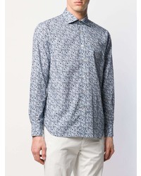 Chemise à manches longues à fleurs bleu clair Corneliani