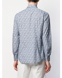 Chemise à manches longues à fleurs bleu clair Corneliani