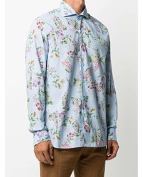 Chemise à manches longues à fleurs bleu clair Orian