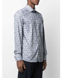 Chemise à manches longues à fleurs bleu clair Eton