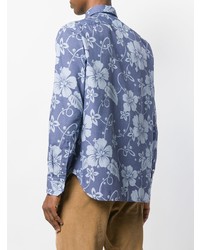 Chemise à manches longues à fleurs bleu clair Doppiaa