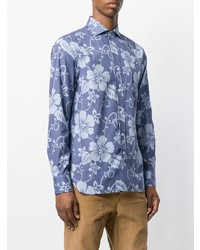 Chemise à manches longues à fleurs bleu clair Doppiaa