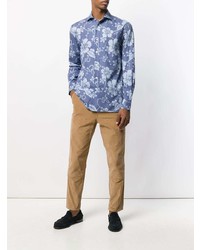 Chemise à manches longues à fleurs bleu clair Doppiaa