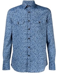 Chemise à manches longues à fleurs bleu clair Glanshirt