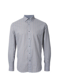 Chemise à manches longues à fleurs bleu clair Kent & Curwen