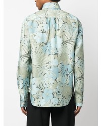 Chemise à manches longues à fleurs bleu clair Tom Ford