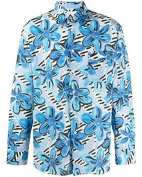 Chemise à manches longues à fleurs bleu clair Marni