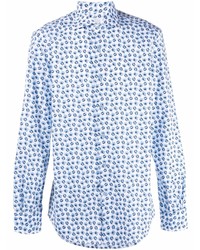 Chemise à manches longues à fleurs bleu clair Mazzarelli