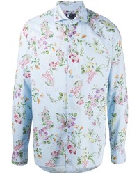 Chemise à manches longues à fleurs bleu clair Orian