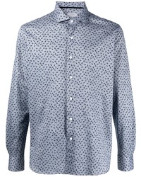 Chemise à manches longues à fleurs bleu clair Orian