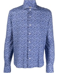 Chemise à manches longues à fleurs bleu clair Orian