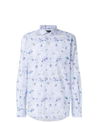 Chemise à manches longues à fleurs bleu clair Orian