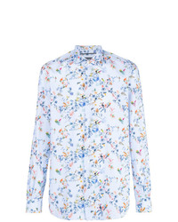 Chemise à manches longues à fleurs bleu clair Orian