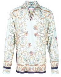 Chemise à manches longues à fleurs bleu clair Orlebar Brown