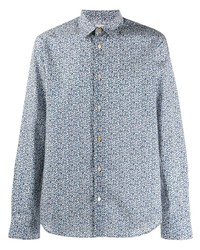 Chemise à manches longues à fleurs bleu clair Paul Smith