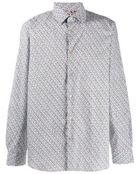 Chemise à manches longues à fleurs bleu clair Paul Smith