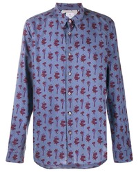 Chemise à manches longues à fleurs bleu clair PS Paul Smith