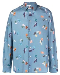 Chemise à manches longues à fleurs bleu clair PS Paul Smith