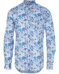 Chemise à manches longues à fleurs bleu clair Robert Friedman