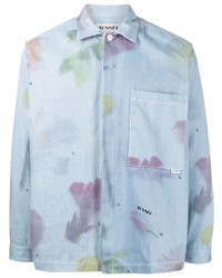 Chemise à manches longues à fleurs bleu clair Sunnei