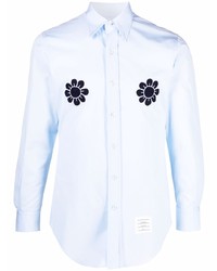 Chemise à manches longues à fleurs bleu clair Thom Browne