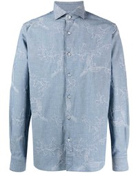 Chemise à manches longues à fleurs bleu clair Xacus