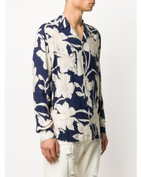 Chemise à manches longues à fleurs bleu marine et blanc AllSaints