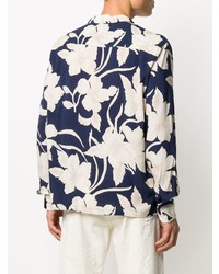 Chemise à manches longues à fleurs bleu marine et blanc AllSaints