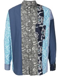 Chemise à manches longues à fleurs bleu marine FIVE CM