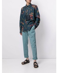 Chemise à manches longues à fleurs bleu marine Paul Smith