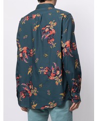 Chemise à manches longues à fleurs bleu marine Paul Smith