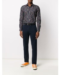 Chemise à manches longues à fleurs bleu marine Paul Smith