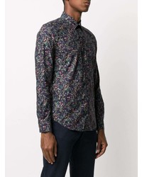 Chemise à manches longues à fleurs bleu marine Paul Smith