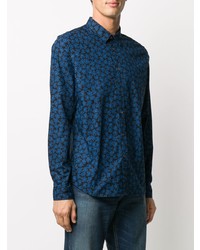 Chemise à manches longues à fleurs bleu marine PS Paul Smith