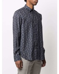 Chemise à manches longues à fleurs bleu marine Paul Smith