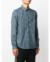 Chemise à manches longues à fleurs bleu marine PS Paul Smith