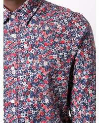 Chemise à manches longues à fleurs bleu marine Tommy Hilfiger