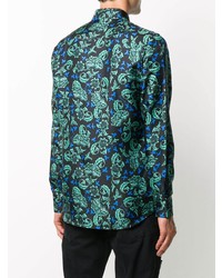 Chemise à manches longues à fleurs bleu marine Givenchy