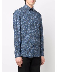 Chemise à manches longues à fleurs bleu marine Karl Lagerfeld