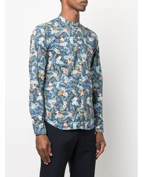 Chemise à manches longues à fleurs bleu marine Manuel Ritz