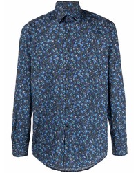 Chemise à manches longues à fleurs bleu marine Karl Lagerfeld