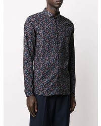 Chemise à manches longues à fleurs bleu marine PS Paul Smith