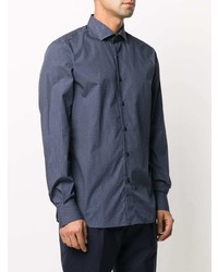 Chemise à manches longues à fleurs bleu marine Xacus