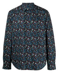 Chemise à manches longues à fleurs bleu marine Paul Smith