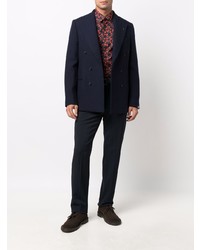 Chemise à manches longues à fleurs bleu marine Paul Smith