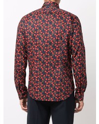 Chemise à manches longues à fleurs bleu marine Paul Smith