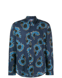 Chemise à manches longues à fleurs bleu marine Ps By Paul Smith