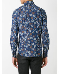 Chemise à manches longues à fleurs bleue Xacus