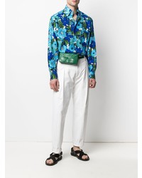 Chemise à manches longues à fleurs bleue Tom Ford
